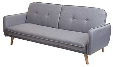 Mendler Schlafsofa HWC-J18, Couch Klappsofa Gästebett Bettsofa, Schlaffunktion Stoff/Textil 185cm - grau