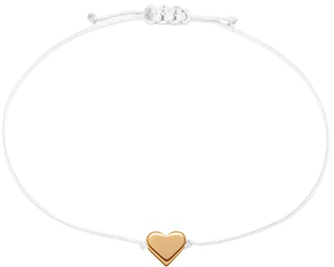 Selfmade Jewelry Armband Damen Herz Roségold Handgemachtes Makramee Armbändchen mit Herzchen Größenverstellbar Inkl. Geschenk-Verpackung