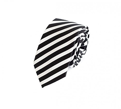 Fabio Farini - elegante Krawatte in 6cm mit Einstecktuch Schwarz Weiß