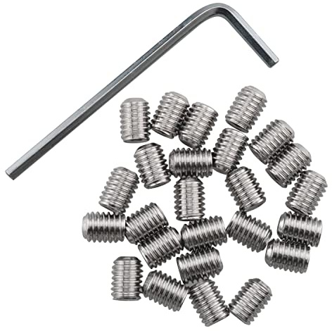 Socket Set Screws DGBRSM 25pcs 10#-32 x 1/4 Stainless Steel Allen Head Hex Hexagon Socket Set Screws Cup Point with Hex Key Wrench(Dia.4.6mm, Length 6.3mm)
