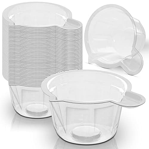50pcs – RE-GEN 40ml Plastic Measuring Cups Fluid Mixing Dispensing Pots with Handle | Ideal for Dispensing, Mixing, Pouring, Paint, Epoxy Resin, Oils, Liquids, DIY, Arts & Crafts, Lab