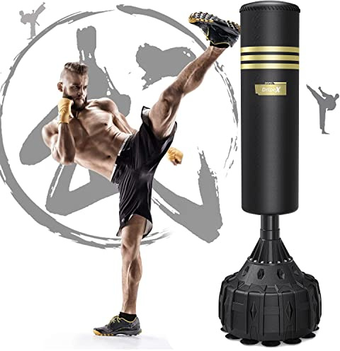 Dripex 165cm Freistehender Boxsack Standboxsäcke, MMA Boxpartner Boxing Trainer Heavy Duty Punchingsäcke Boxsack mit 19 Saugnäpfen