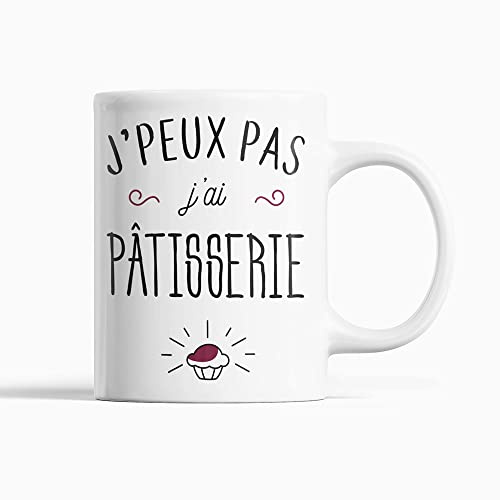 Encre et créations Mug céramique imprimé, cadeau anniversaire j'peux pas j'ai pâtisserie