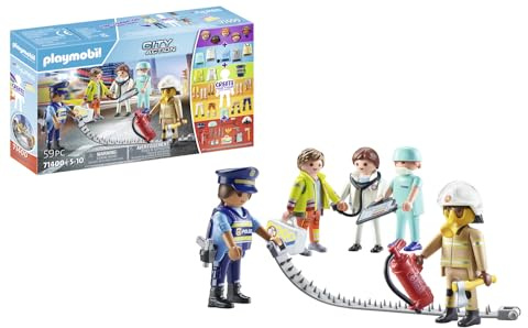 PLAYMOBIL My Figures 71400 Räddningsuppdrag, City Action, 5 leksaksfigurer med över 1000 möjliga kombinationer, med en brandsläckare och en förbandslåda, leksak för barn från 5 år