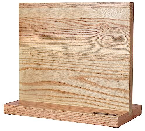 YOUSUNLONG Bloc de couteaux magnétique - Support de couteaux magnétique - Super magnétique double face en bois naturel de Fraxinus - Contient des couteaux de 10- Grand porte-couteaux de rangement