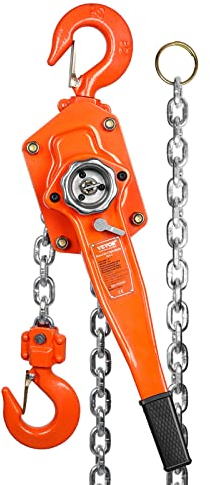 VEVOR Palan à Levier Manuel 3 T Palan à Chaîne à Cliquet Manutention Levage 5,8 m Acier au Carbone G80 Frein Weston Double Cliquet Guidage de Chaîne Crochet 360° pour Marchandises Garage Quai Usine