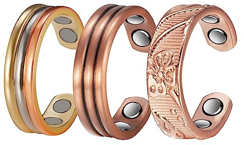 3X-4 starke magnetische Arthritis-Kupferringe für weibliche Magnetfeldtherapie, lindern wirksam Arthritis und Fingerschmerzen, haben eine leichte Wirkung auf Rheuma und Lymphdrainage (3500 Gauss) (A)…