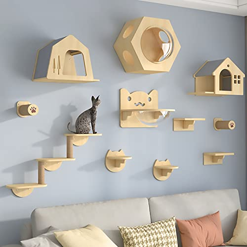 Katzenmöbel Wand, Katze Kletterlandschaft, Katzenbett Wand, Katzentreppe Wand,Katzen Kletterwand, Katzen Wandmöbel, Katzenregal, Katzenhaus, Leiter, Katzenkratzbaum (Size : Style2)