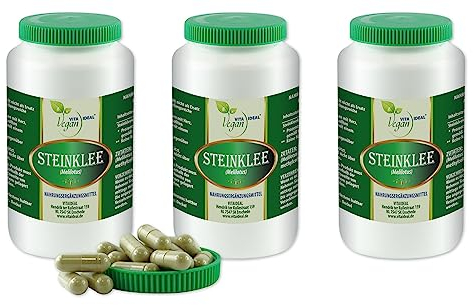VITA IDEAL Vegan® Steinklee - Kraut 3x 360 Kapseln - Melilotus officinalis - Tagesportion 450mg Steinkleekraut reines Pulver. Natürlich, pflanzlich und ohne Zusatzstoffe, original von VITAIDEAL.