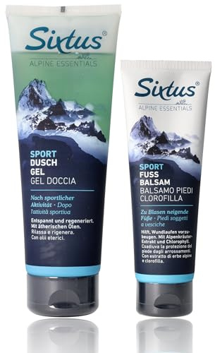 Sixtus SPORT FUSS BALSAM + SPORT DUSCH GEL für beanspruchte Haut, 2 Teile