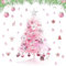 Arbol de Navidad Rosa 60 cm,Mini árbol de Navidad Rosa con Bolas Arbol de Navidad, Luces Led y Falda de árbol Decoración Navideña para Decoraciones de Navidad de la Boda