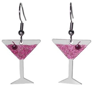Cocktail glass earrings. Manhattan.