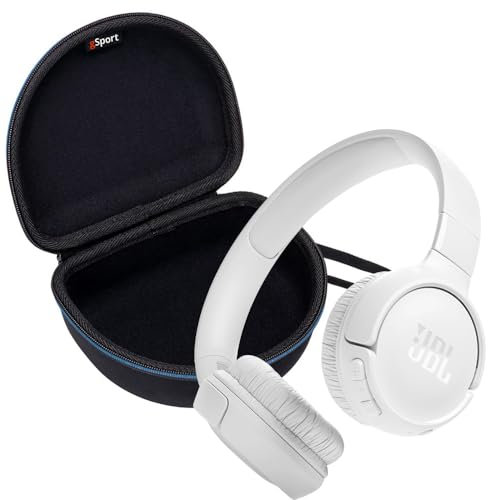 JBL Tune 520BT Wireless On Ear Bluetooth Headphone Bundle with gSport EVA Case (White)