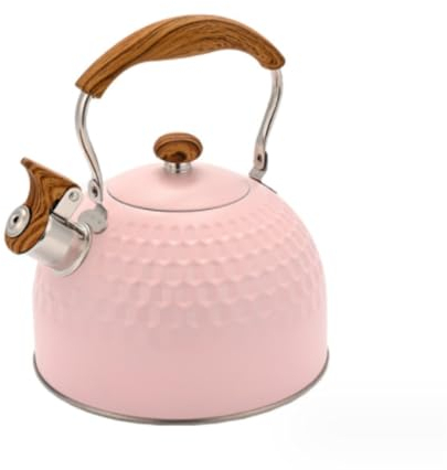 Wasserkessel Flötenkessel Teekessel Edelstahl-Pfeifkessel, Herdpfeif-Teekanne, Schnellkochkessel, Gaskessel, Teekessel Flötenkessel wasserkessel (Color : Rosa, Size : 19 * 22.5cm)