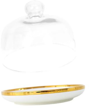 JECOMPRIS Small Cake Dome Glass Dessert Storage Plate with Lid Cake Tray Stand for Display Confectionery Cover