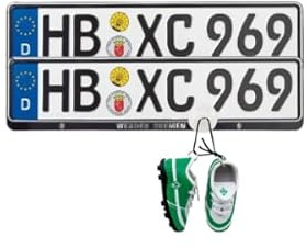 SV Werder Bremen Kennzeichenhalter Nummernschildhalter + Autospiegel-Schuhe Werder Fanartikel