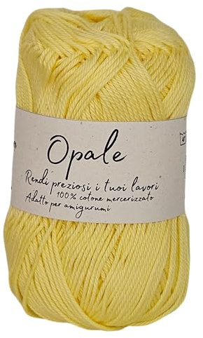 Opale Coton mercerisé pour crochet, amigurumi, couvertures, loisirs créatifs, tricot, pelote de 50g 125 mètres crochet 2,5mm (Jaune Clair 2052)
