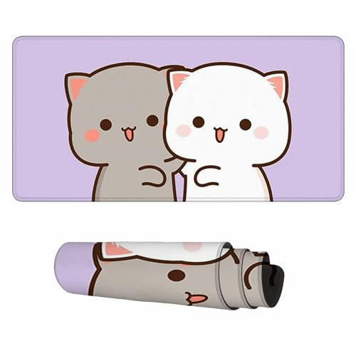 XXL Kawaii Extended Mouse Pad Cute Purple Anime Desk Pads Minimalist Large Gaming Mousepad Non-Slip Rubber Office Keyboard Mouse Mat for Computer, Laptop, PC(Size:70x30cm)