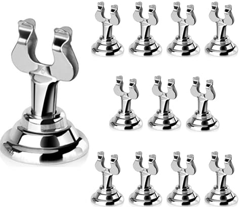 HugeLooy 12PCS 1.5 Inch Table Number Holders, Place Card Holders, Table Card Holders Idea for Wedding, Banquets, Anniversary Party, Christmas, New Year (Silver)