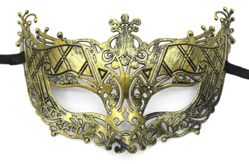Blausky 1 St點k Herren Maske,Venezianischen Maske,Masquerade Masken,Halloweenmasken,Augenmaske,Halbgesichtsmaske,Antike Masken,Partyzubeh鰎,f黵 Halloween Party Abend Maskerade Karneval,Golden G,21x12cm