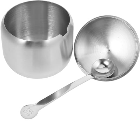 OUNONA Condiment Jar Acier Inoxydable avec Couvercle Et Cuillère Boîte De Rangement Polyvalente pour Sucre Sel Et Épices Contenant Alimentaire Facile à Nettoyer Et Élégant pour Cuisine Et