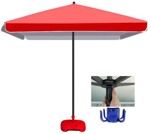BVDHASDBT Parasol De Patio De Table De Marché Extérieur, Parasol en Porte-à-Faux De Grand Patio, Bouton Poussoir Facile, Parasol De Marché De Table, Parasol Extérieur(Red,1.8x2.2m(5.9x7.2ft))