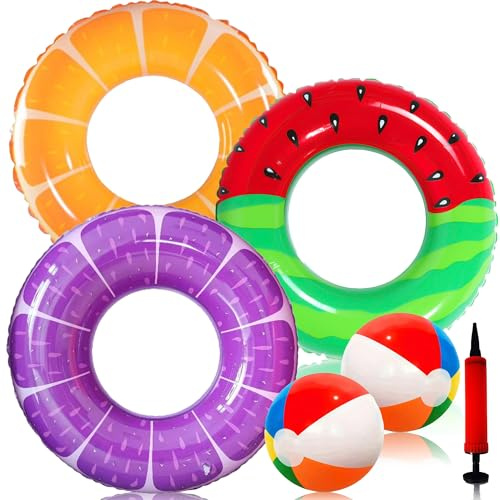 Chennyfun Inflatable Swim Rings Set, 6PCS, Purple