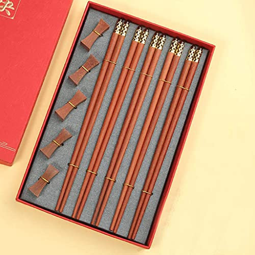 CSSQCSSUANB Palillos, Palillos Chinos Chopsticks Wood Chopsticks Gift Set with Gift Box and Chopstick Rest Set5 Pairs Wooden Hand Carved Chopsticks ReusableDishwasher SafeJapanese Chopsticks for,B