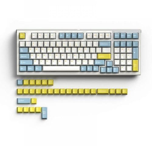 QPSJXN Teclado mecánico FL980 98 Key RGB Backlight Hot-Swappable Tres Modos para el Uso de Juegos y Oficina(Tri-Mode Lemon)
