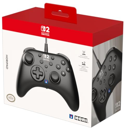 HORI - HORIPAD Turbo trådbunden fjärrkontroll (svart) för Nintendo Switch 2/PC – Officiell Nintendo-licens