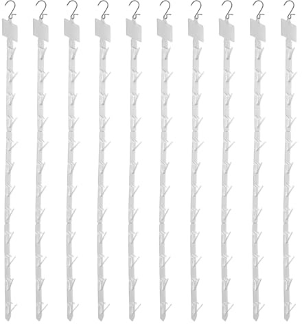 Hbbgdiy 10 PCS Clear PP 12‑Station Hanging Snack Rack Display Strips for Retail Merchandising, Candy Bars, Chips & Small Merchandise on Gridwall or Pegboard