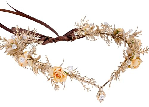 MOSTORY Elfen Krone Blumenkranz Haare für Faschingskostüme Karneval Renaissance Fest, Waldkopfband Frauen für Feenkostüm Elfen Cosplay