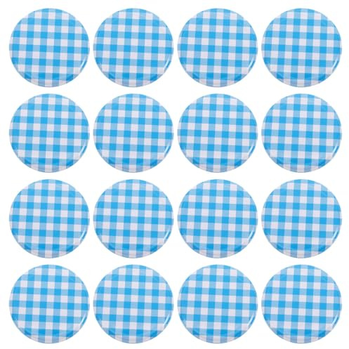 MAGICLULU Jam Jar Lids Checked Plaid Regular Mouth Canning Lids 3.35In Tinplate Sealed Covers for Chili Sauce Preservation Airtight Seal Home and Commercial Use