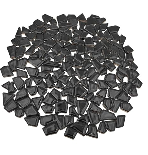 200 g unregelmäßige Keramik-Mosaikfliesen zum Basteln, 0,5 x 2 cm kleine Mosaik-Steine für DIY-Mosaikherstellung und Wanddekoration (schwarz)