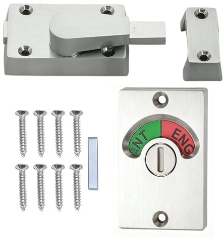 Latch Indicating Lock, Easy to Install and Use Bathroom Door Locks Toilet Door Locks with Screws, Durable Lock for Bathroom Doors Suitable for Bathrooms Toilets Shower Rooms
