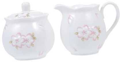 iplusmile Pot à Sucre Et Pichet à Lait En Céramique Blanche Avec Motif En Relief, 2 Pièces, Sucrier Et Cafetière, Usage Maison Et Bureau, Couvercle Inclus, Design Rétro Élégant