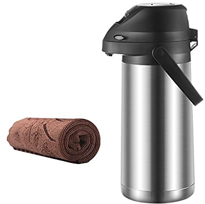 MEHWSAR Dispensador de café Airpot con Bomba, Termo de Acero Inoxidable con Aislamiento, dispensador de Bebidas térmicas, urna for Agua y Bebidas Calientes.(1.9L)