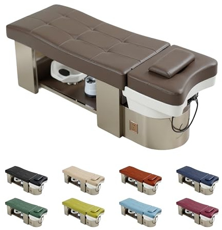 Japan Head Spa - Table de Massage avec Raccordement Aux Eaux Usées, Arrivée Eau Chaude/Froide - Matelas Confort 14cm - Finition Chromée – Installation Facile - Matériel Professionnel – Garantie 1 an
