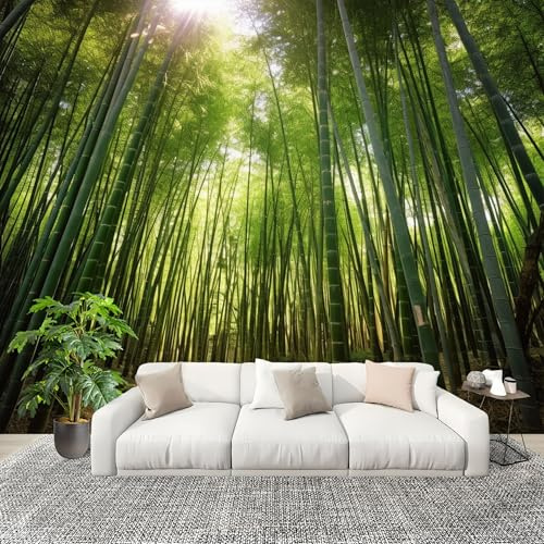 Mural de Interior Fotomurales 250x175 cm Naturaleza Bosque de Bambú Bosque Tejido No Tejido Fotomurales Papel Pintado Paisaje Pared Panorámico para Dormitorio Salón TV Pared Murales Póster