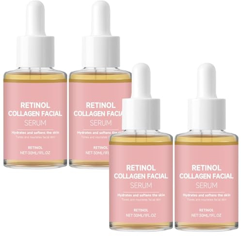 Siero retinolo viso Siero collagene viso riduce rughe secchezza Serum anti-invecchiamento viso Serum retinolo viso collo Lozione resurfacente retinolo Lozione rassodante idratante (4pcs)