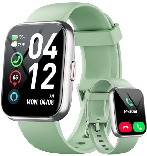 aeac Smartwatch Herren Damen, 1.85 Smart Watch mit Telefonfunktion/Whatsapp, Fitnessuhr Tracker mit Herzfrequenz/Schlafmonitor, 10 Tage Akku, 3ATM Wasserdicht Sportuhr für Samsung/iOS/Android, Alexa