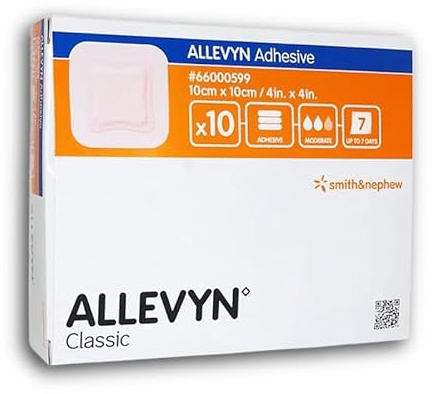 Allevyn Adhesive selbstklebende Wundauflage, 10 cm x 10 cm, 10 Stück