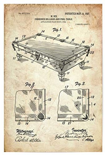 artboxONE Poster 30x20 cm Sport Billardtisch Patent (Antik) - Bild Billard billardtisch Blaupause