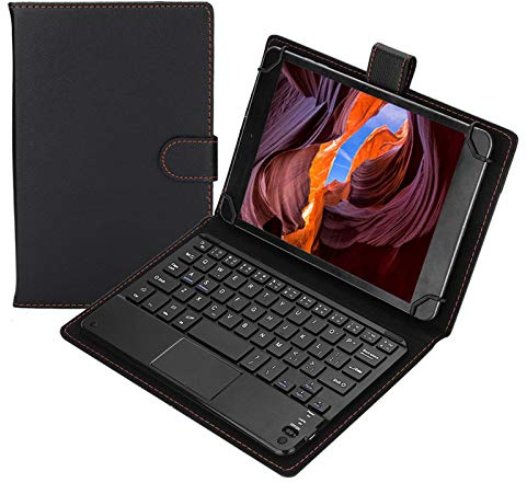 VBESTLIFE Teclado Bluetooth con Panel táctil, Teclado inalámbrico portátil Tableta ergonómica Teclado Teclado para PC con Cubierta Protectora de Cuero PU para Tableta de 7 8 Pulgadas