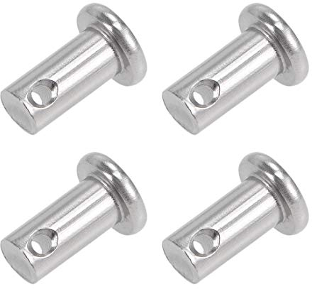 sourcing map 4 Stück Steckbolzen Einzelloch Gabelbolzen 6mm X 12mm Splintstift Flacher Kopf 304 Edelstahl Verbindung Scharnierbolzen Stift