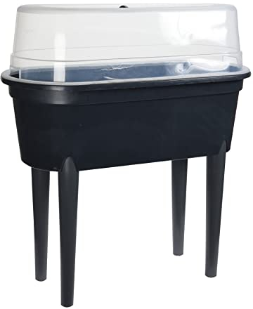 Coltivazione serra su gambe 84 x 77 cm – ovale – aiuola rialzata con coperchio serra – aiuto per la coltivazione fioriera fioriera copertura