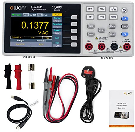 OWON XDM1041 Multimètre numérique portable, multimètre numérique de bureau 3,5 pouces, testeur de température LCD True RMS 55 000 points pour instruments et laboratoires, usines