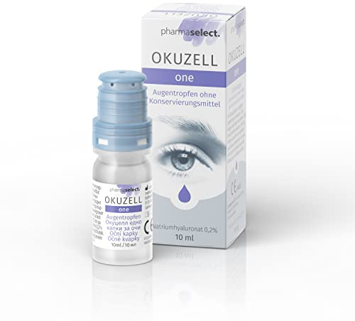 Okuzell One Feuchtigkeitsspendende Augentropfen für trockene juckende und rote Augen | Augentropfen für Kontaktlinsen | Sterile konservierungsmittelfreie Augentropfen mit Hyaluronsäure