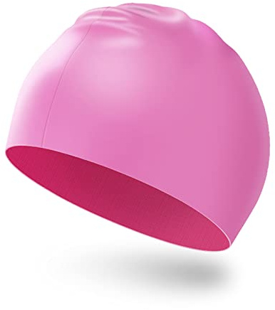 Swimming Cap for Men and Women, Adult Swimming Hat Swim Cap, Comfortable Fit, Waterproof Swimming Hat, Silicone Unisex's Swim Cap (Pink)