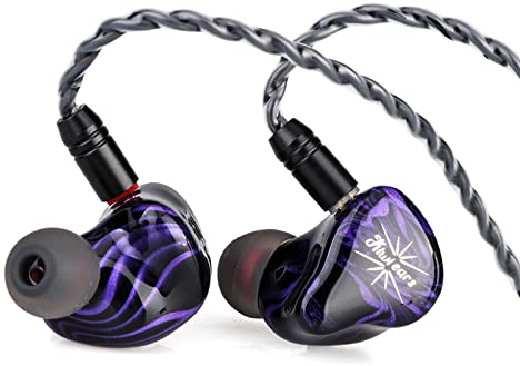 Linsoul Kiwi Ears Quartet 2DD+2BA Moniteur Intra-Auriculaire Hybride, HiFi Écouteurs avec Coque en Résine Artisanale, Câble IEM Détachable OFC Plaqué Argent pour Musicien DJ Gaming